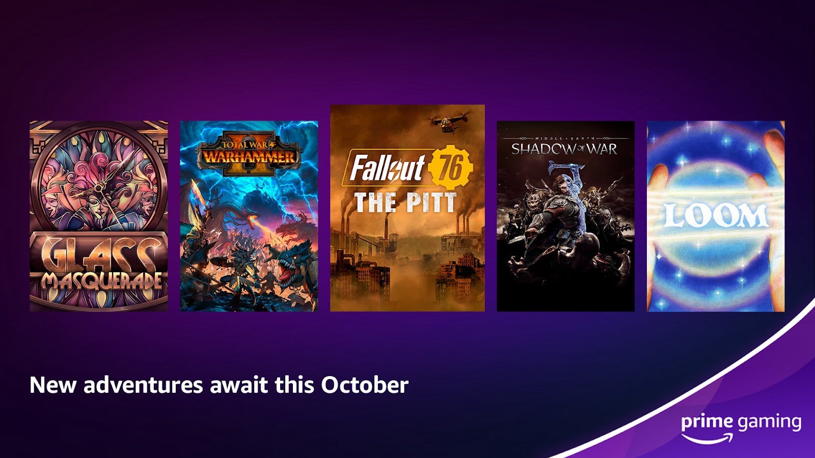 October’s free Prime Gaming titles include Fallout 76, Total War: Warhammer 2, Shadow of War, more